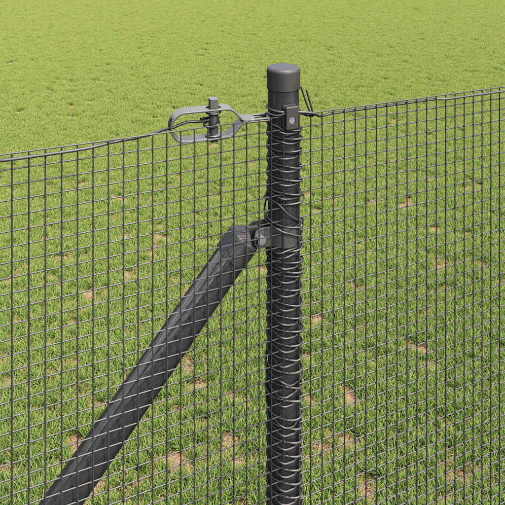 Zaun mit Pfosten Grau 1,2 x 25 m Stahl