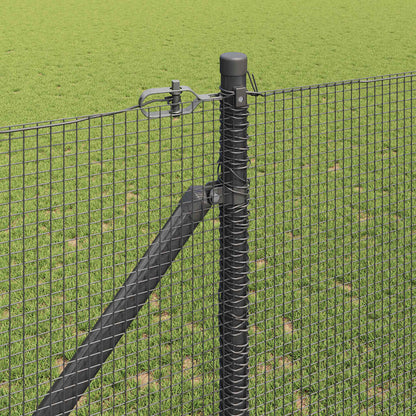 Zaun mit Pfosten Grau 1,2 x 25 m Stahl