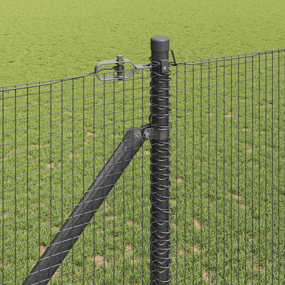 Zaun mit Pfosten Grau 1,2 x 25 m Stahl