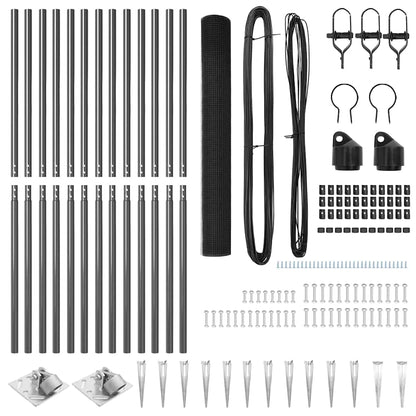 Zaun mit Pfosten Grau 1,2 x 25 m Stahl
