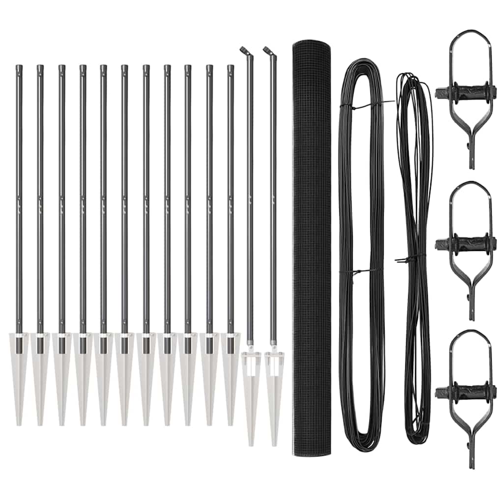 Zaun mit Pfosten Grau 1,5 x 25 m Stahl