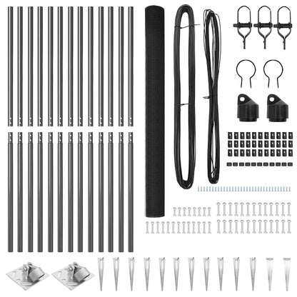 Zaun mit Pfosten Grau 1,5 x 25 m Stahl