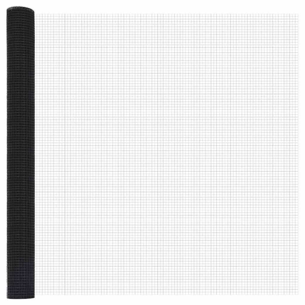 Zaun mit Pfosten Grau 1,5 x 25 m Stahl