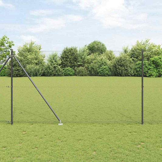 Zaun mit Pfosten Grau 1.5 x 25 m Stahl