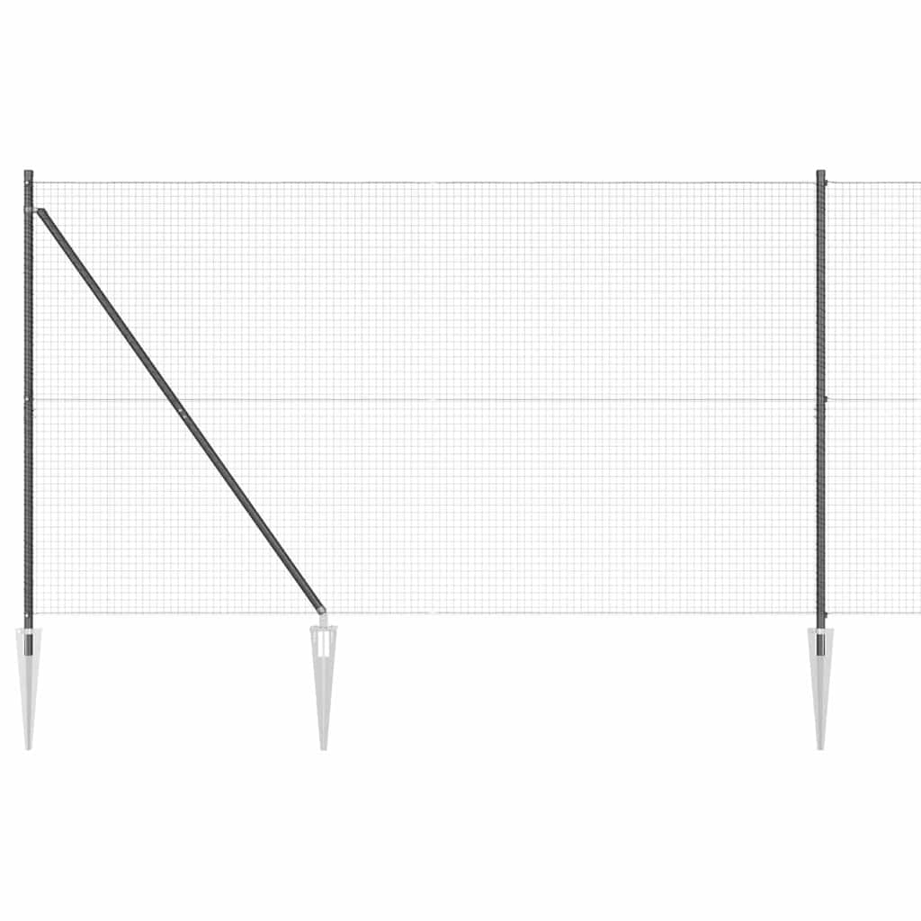 Zaun mit Pfosten Grau 1.5 x 25 m Stahl