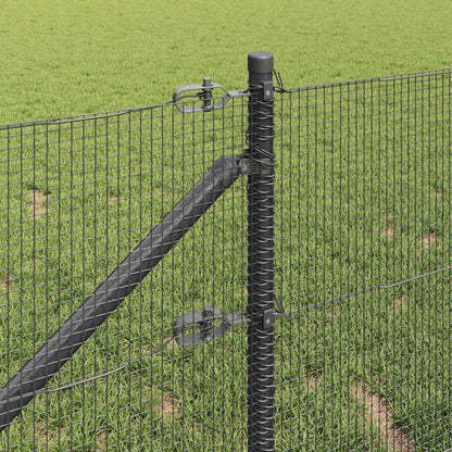 Zaun mit Pfosten Grau 0,8 x 50 m Stahl