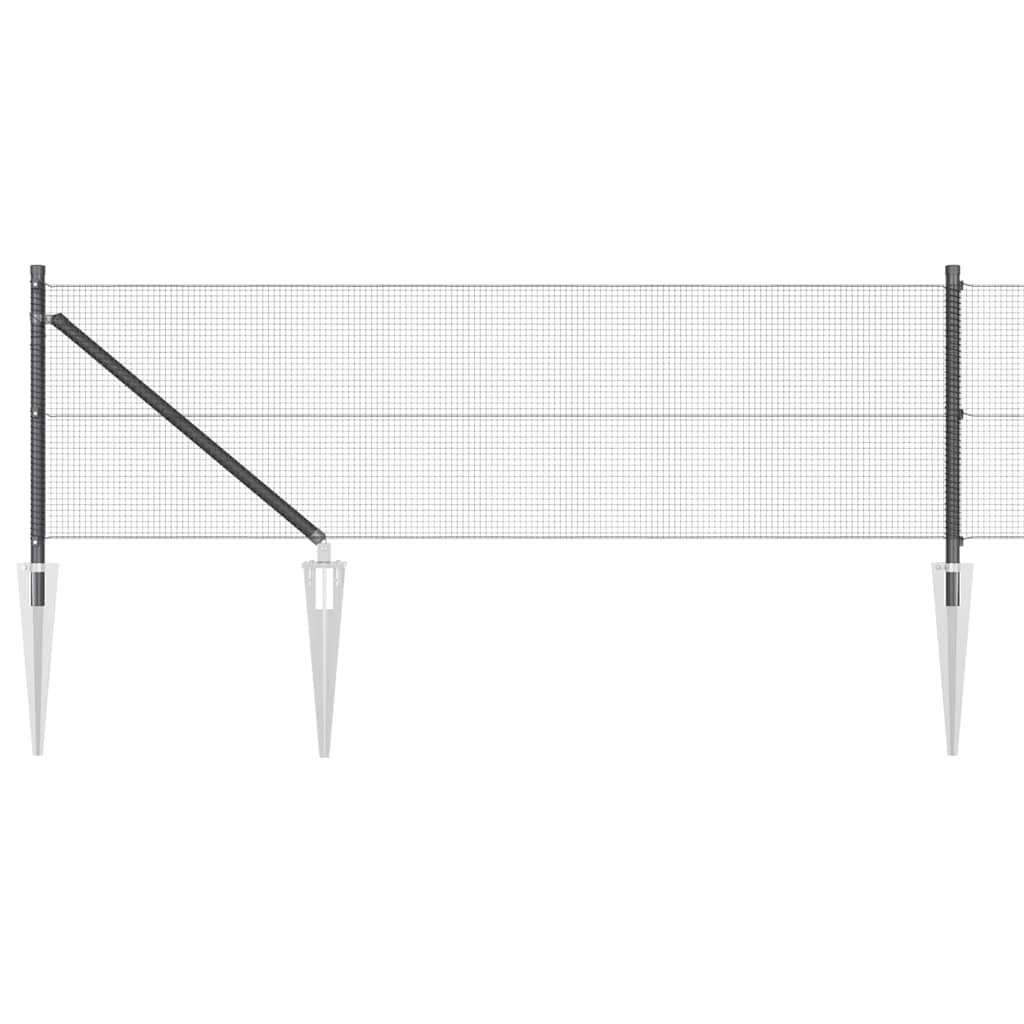 Zaun mit Pfosten Grau 0,8 x 50 m Stahl
