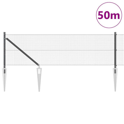 Zaun mit Pfosten Grau 0,8 x 50 m Stahl