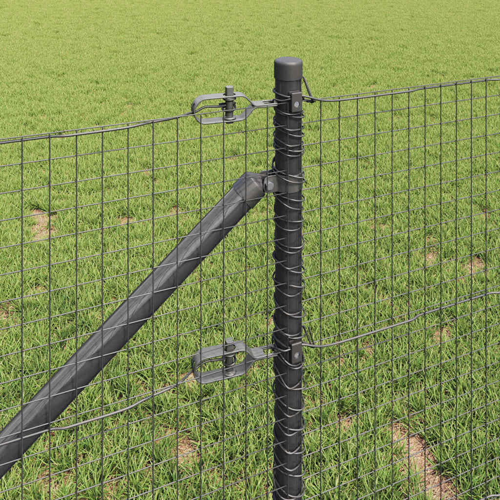 Zaun mit Pfosten Grau 0,8 x 50 m Stahl