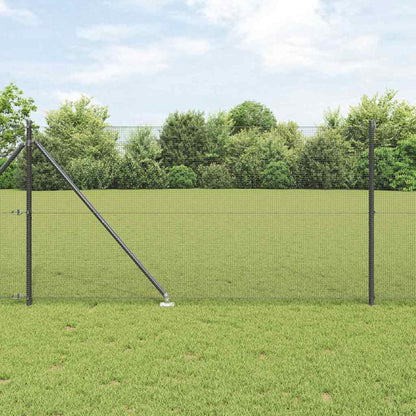 Zaun mit Pfosten Grau 1 x 50 m Stahl
