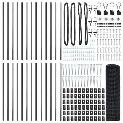 Zaun mit Pfosten Grau 1 x 50 m Stahl