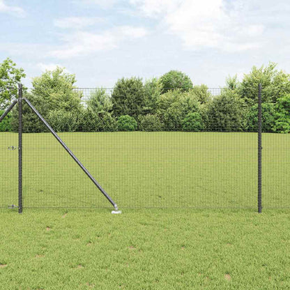 Zaun mit Pfosten Grau 1 x 50 m Stahl