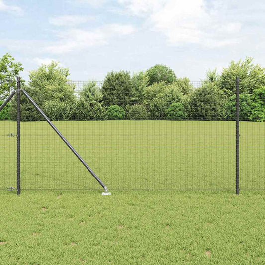 Zaun mit Pfosten Grau 1 x 50 m Stahl
