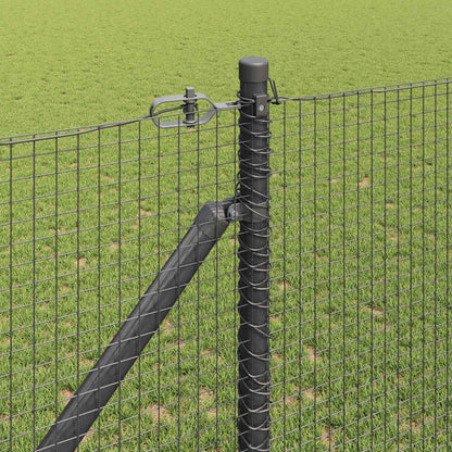 Zaun mit Pfosten Grau 1,2 x 50 m Stahl