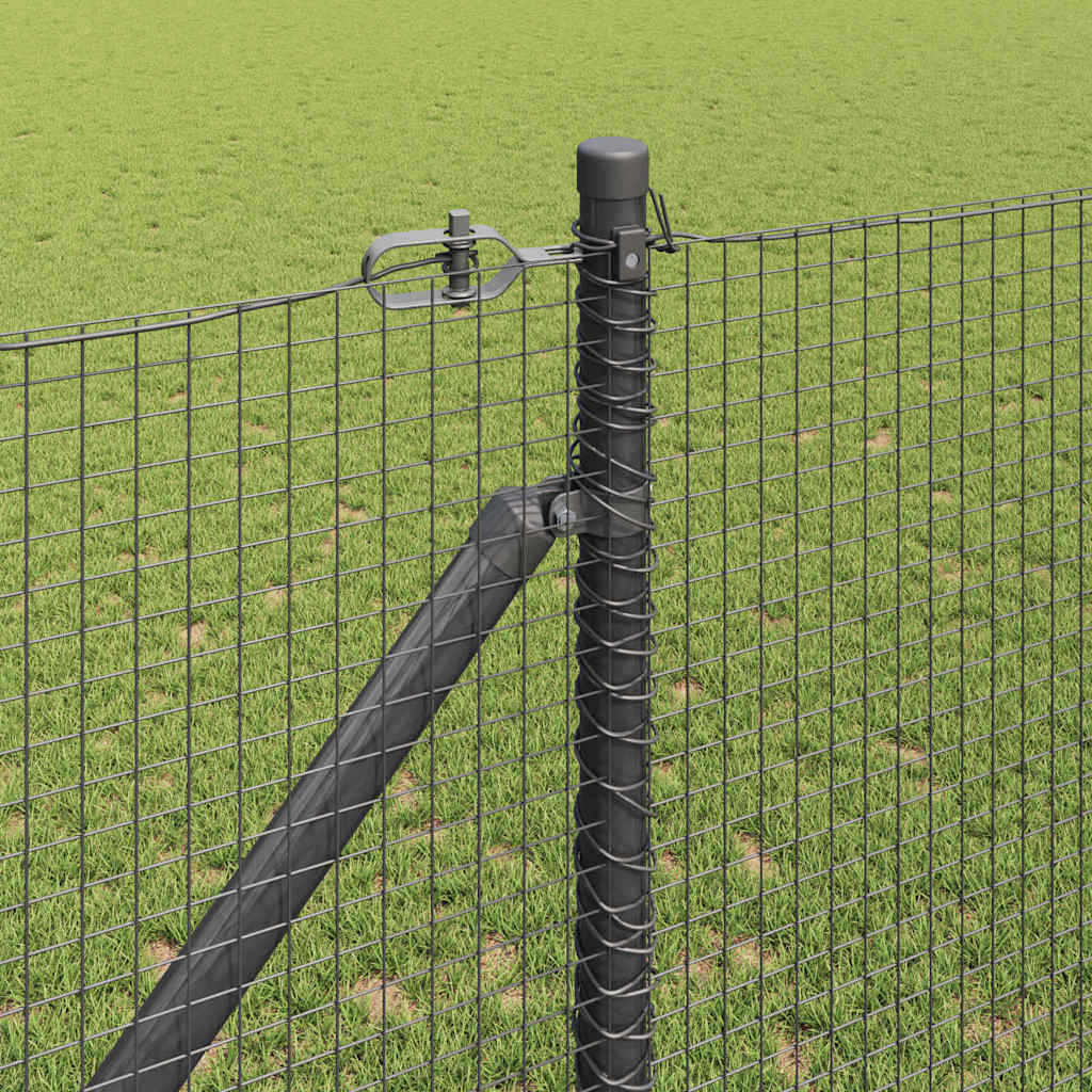 Zaun mit Pfosten Grau 1,4 x 50 m Stahl