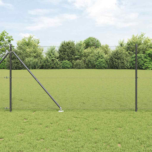 Zaun mit Pfosten Grau 1,4 x 50 m Stahl