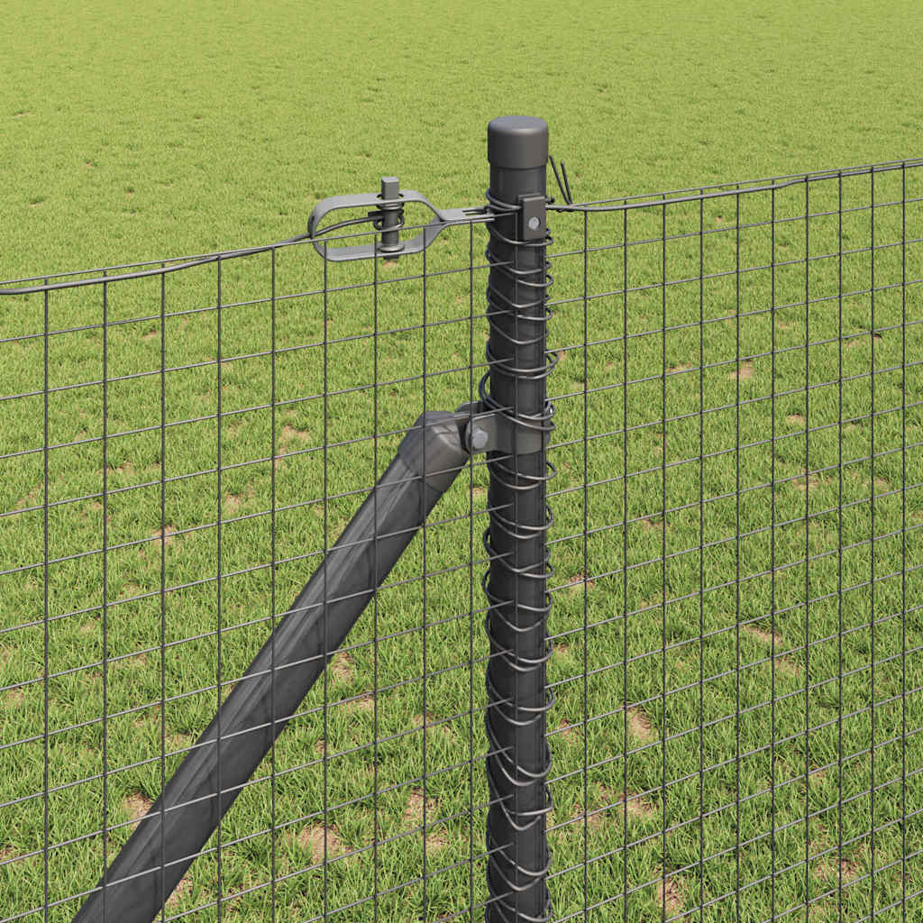 Zaun mit Pfosten Grau 1,4 x 50 m Stahl