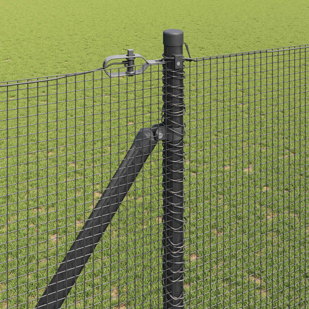 Zaun mit Pfosten Grau 1,5 x 50 m Stahl