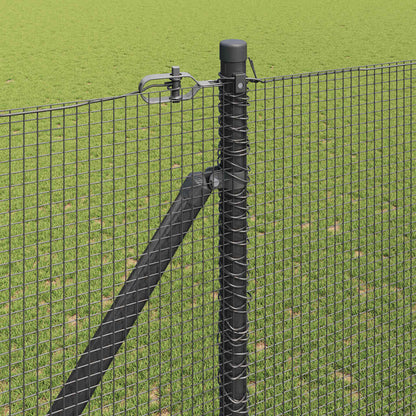 Zaun mit Pfosten Grau 1,5 x 50 m Stahl