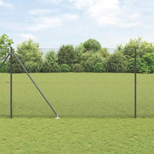 Zaun mit Pfosten Grau 1,5 x 50 m Stahl