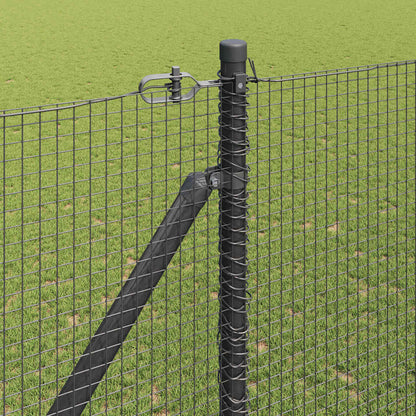 Zaun mit Pfosten Grau 1,5 x 50 m Stahl