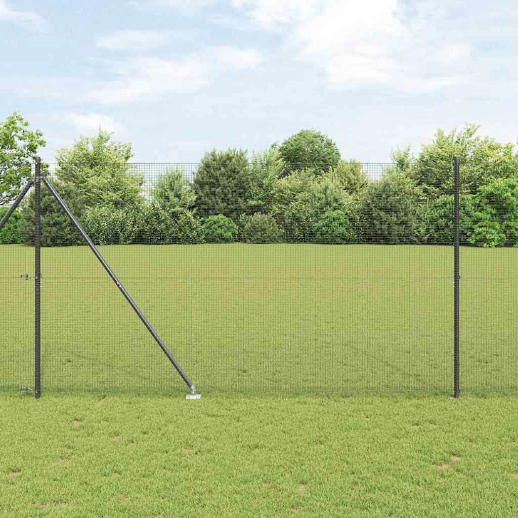 Zaun mit Pfosten Grau 1,5 x 50 m Stahl