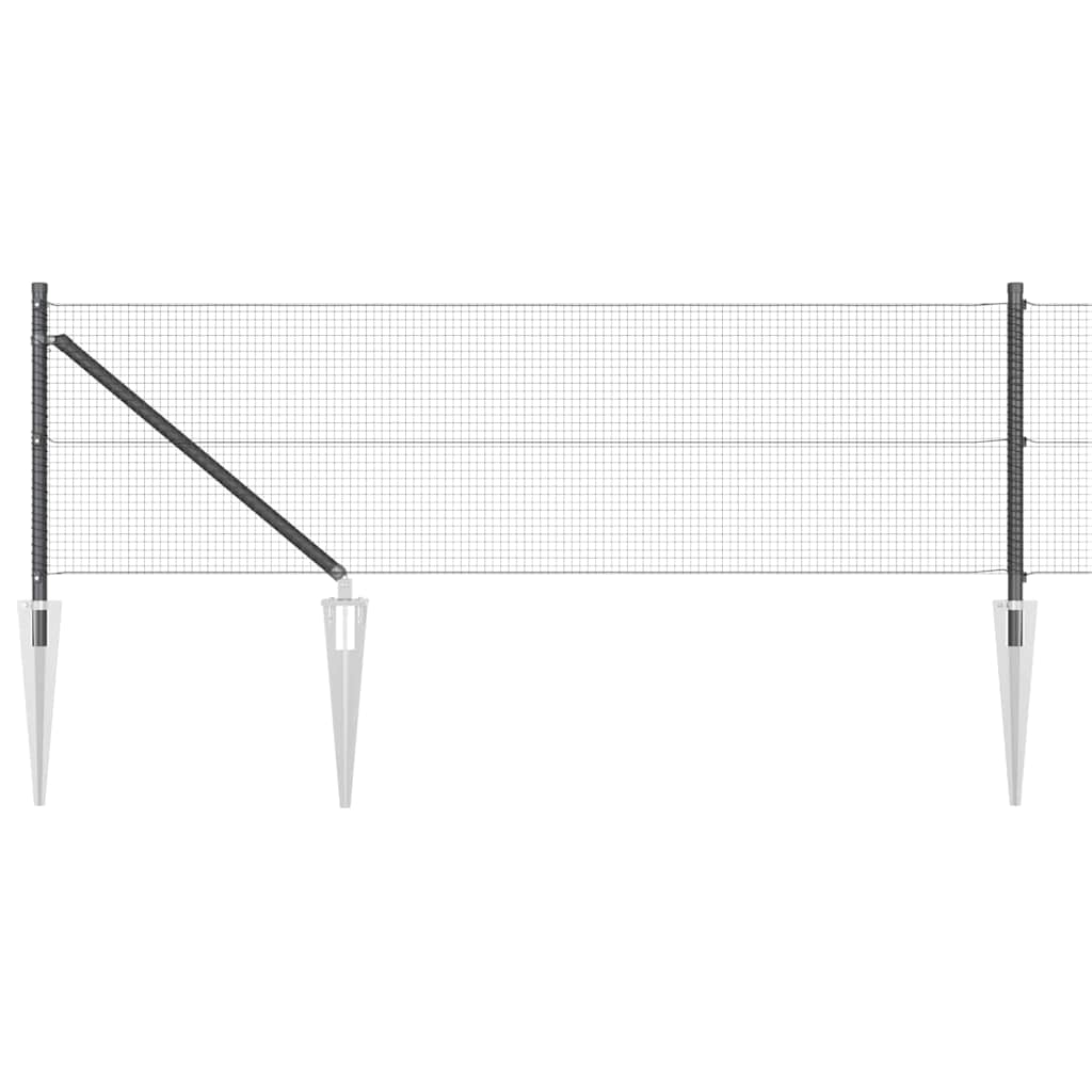 Zaun mit Pfosten Grau 0,8 x 100 m Stahl