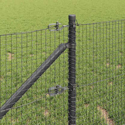 Zaun mit Pfosten Grau 0,8 x 100 m Stahl