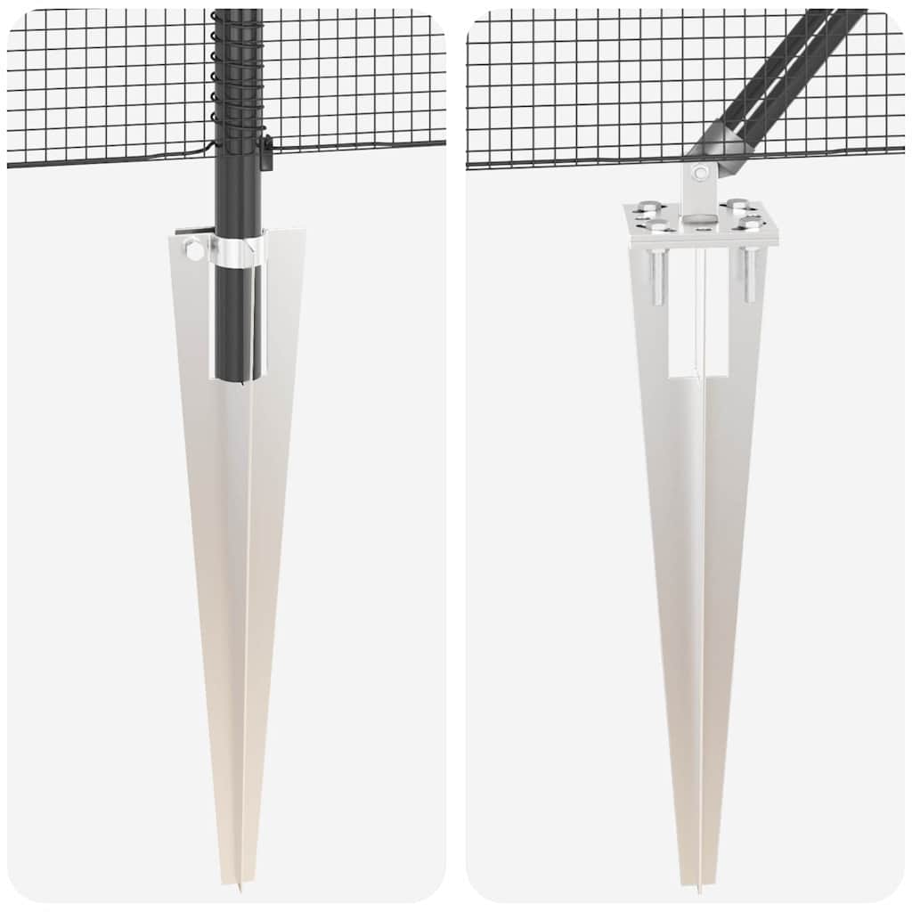 Zaun mit Pfosten Grau 1 x 100 m Stahl