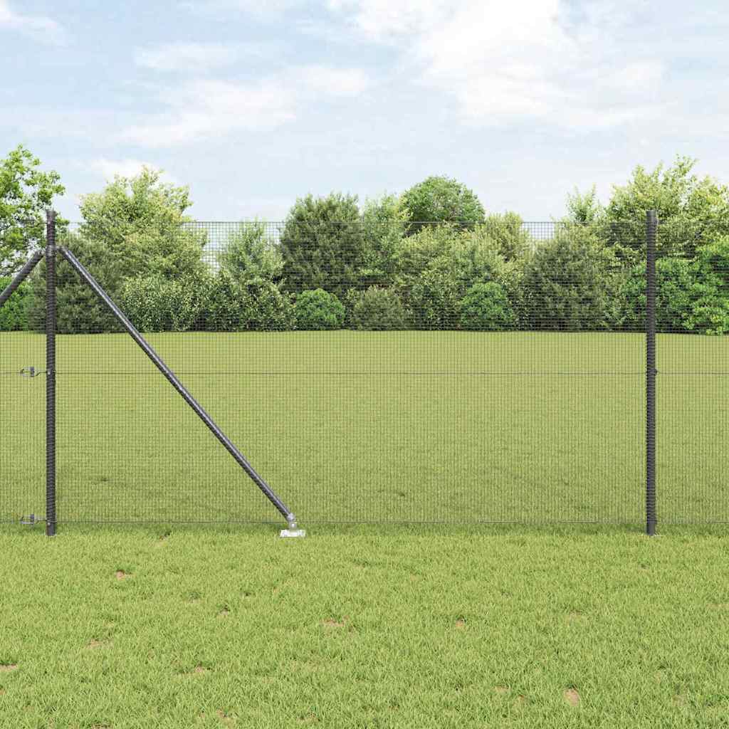 Zaun mit Pfosten Grau 1 x 100 m Stahl