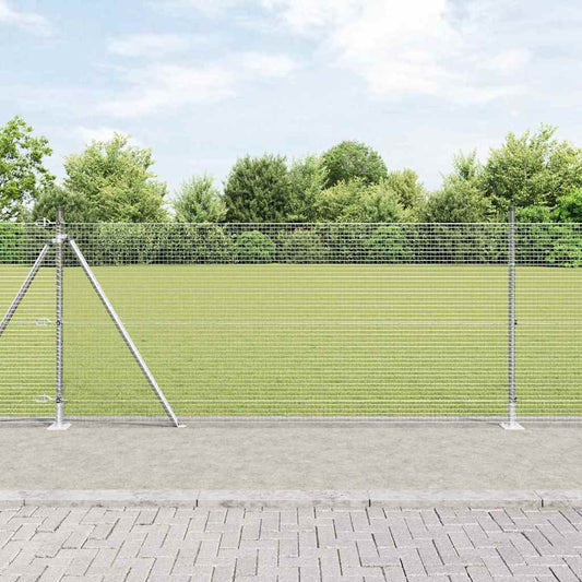 Zaun mit Pfosten Silber 0,8 x 10 m Stahl