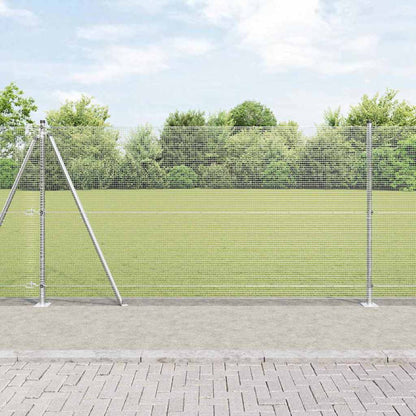 Zaun mit Pfosten Silber 1,2 x 10 m Stahl