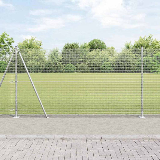 Zaun mit Pfosten Silber 1,2 x 10 m Stahl