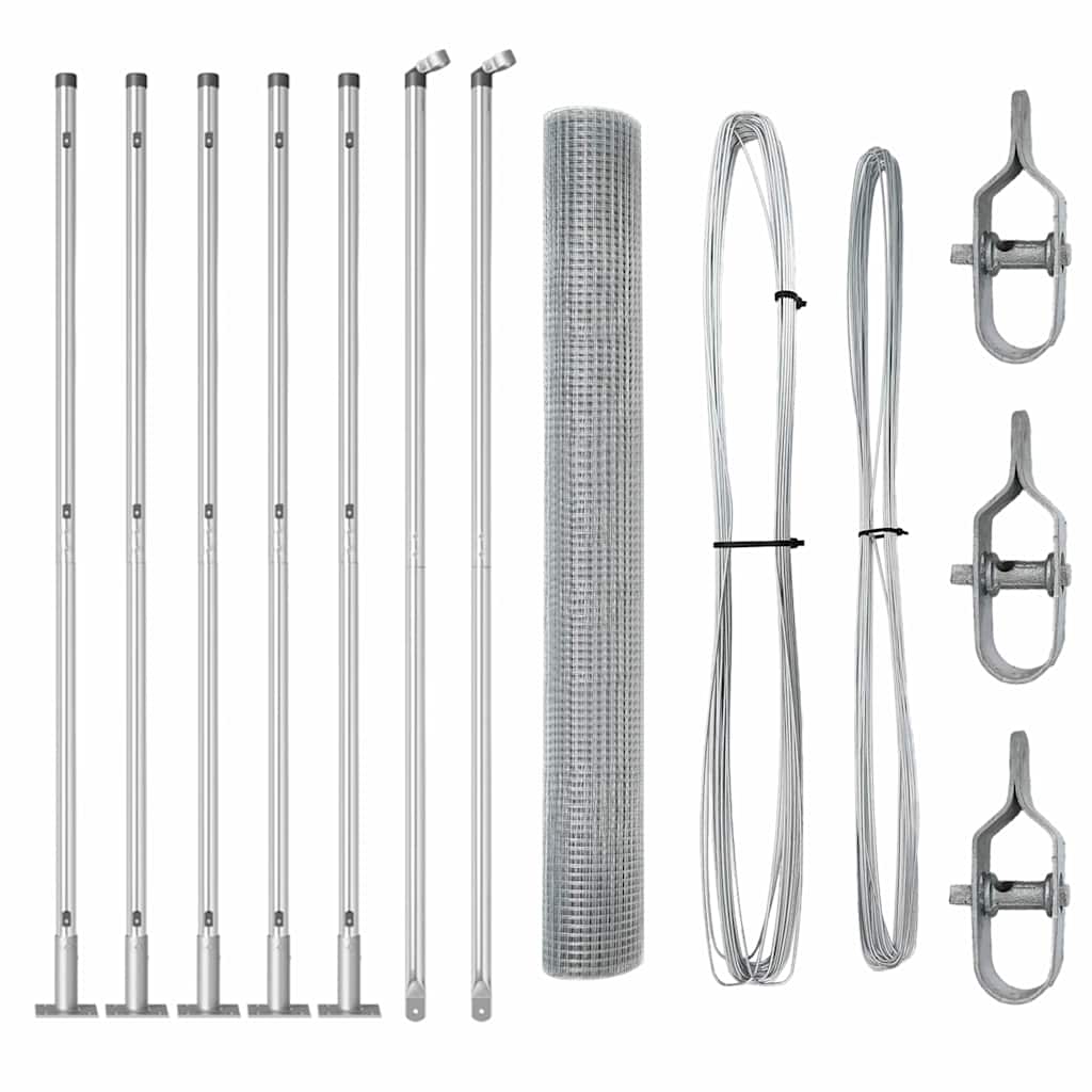 Zaun mit Pfosten Silber 1,2 x 10 m Stahl