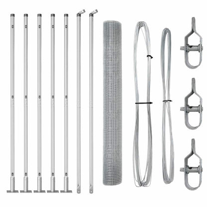 Zaun mit Pfosten Silber 1,2 x 10 m Stahl