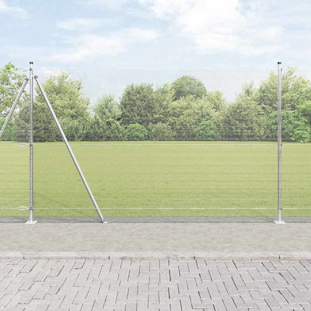 Zaun mit Pfosten Silber 1.5 x 10 m Stahl