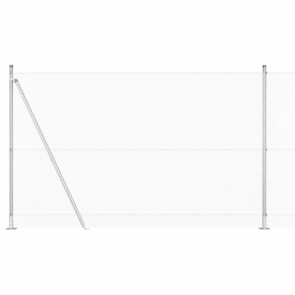 Zaun mit Pfosten Silber 1.5 x 10 m Stahl