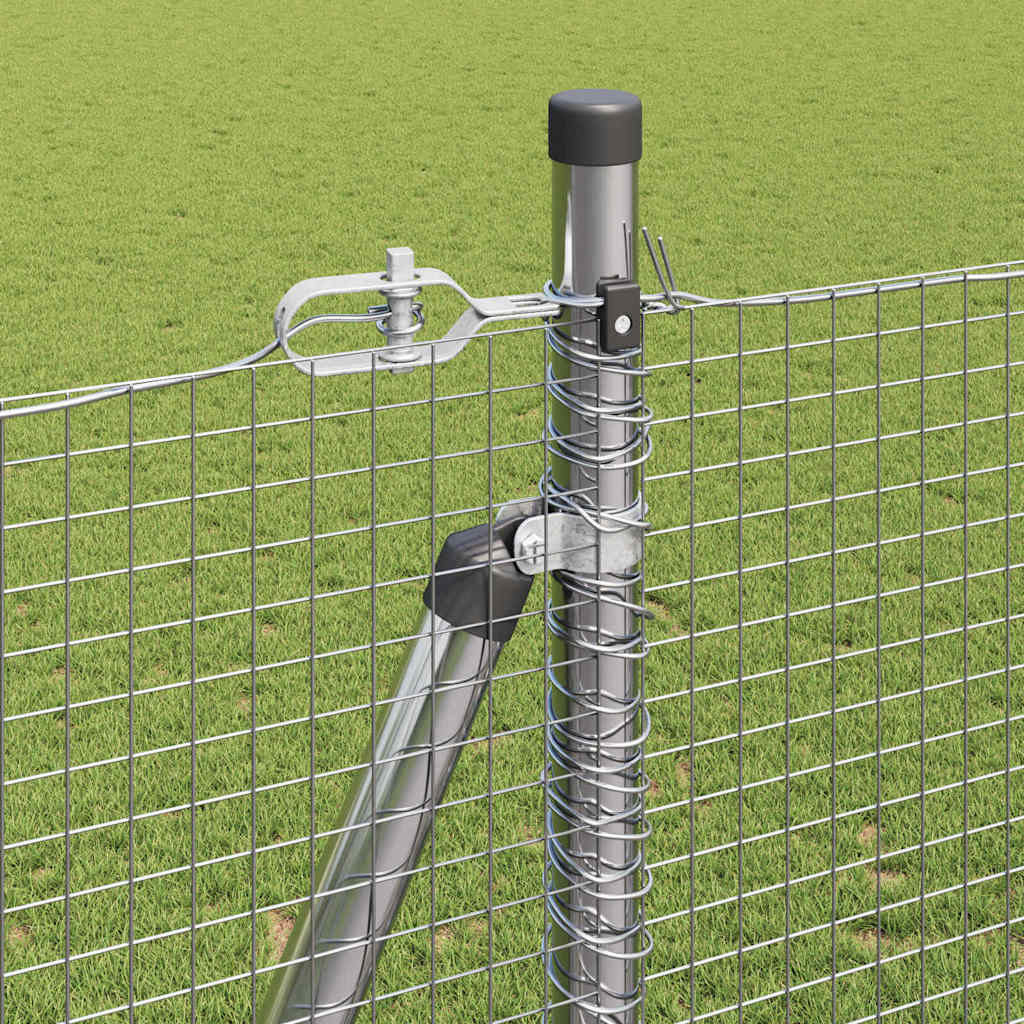 Zaun mit Pfosten Silber 1,5 x 10 m Stahl