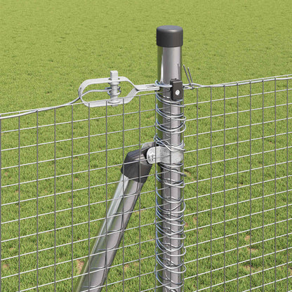 Zaun mit Pfosten Silber 1,5 x 10 m Stahl