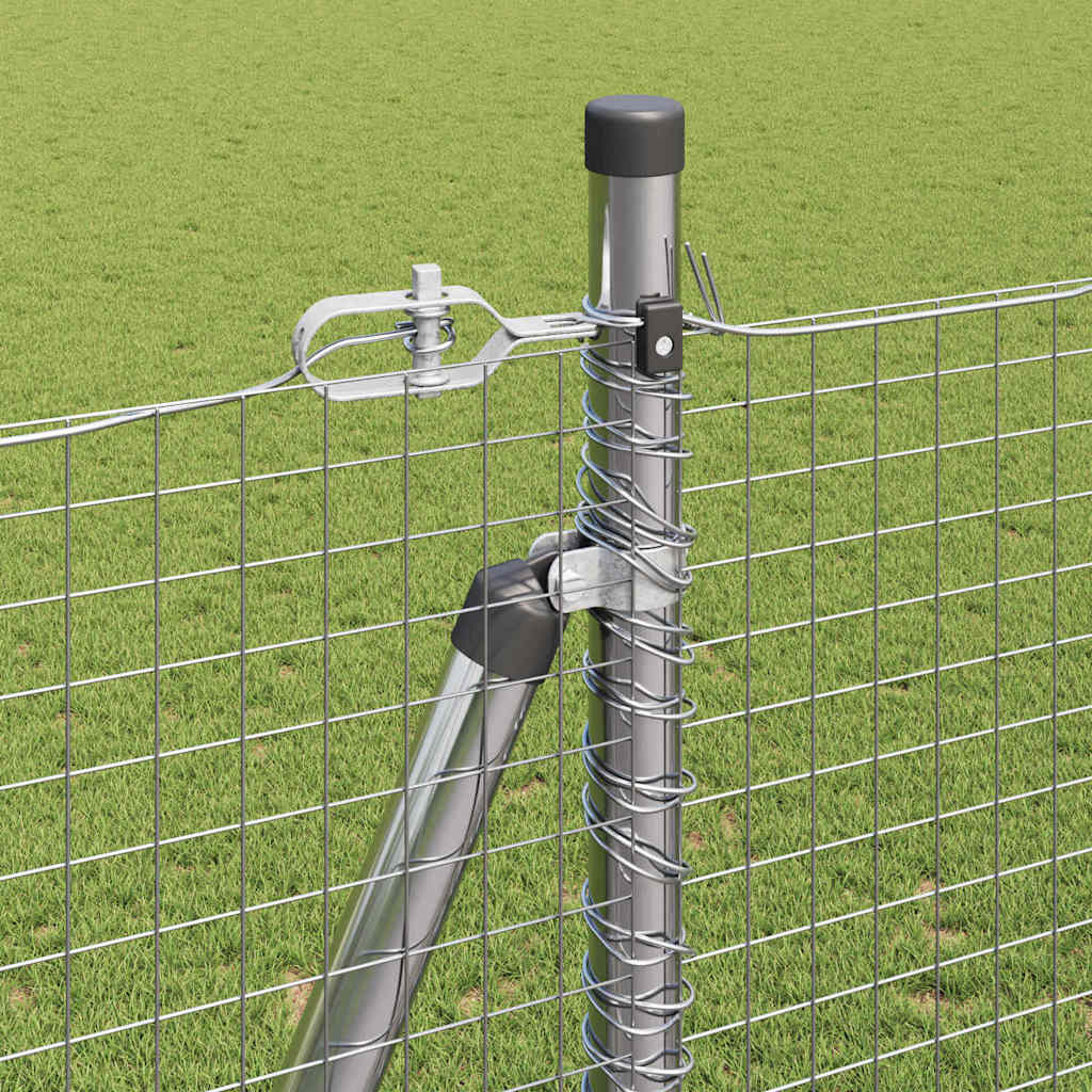 Zaun mit Pfosten Silber 1,5 x 10 m Stahl