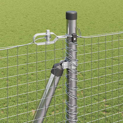 Zaun mit Pfosten Silber 1,5 x 10 m Stahl