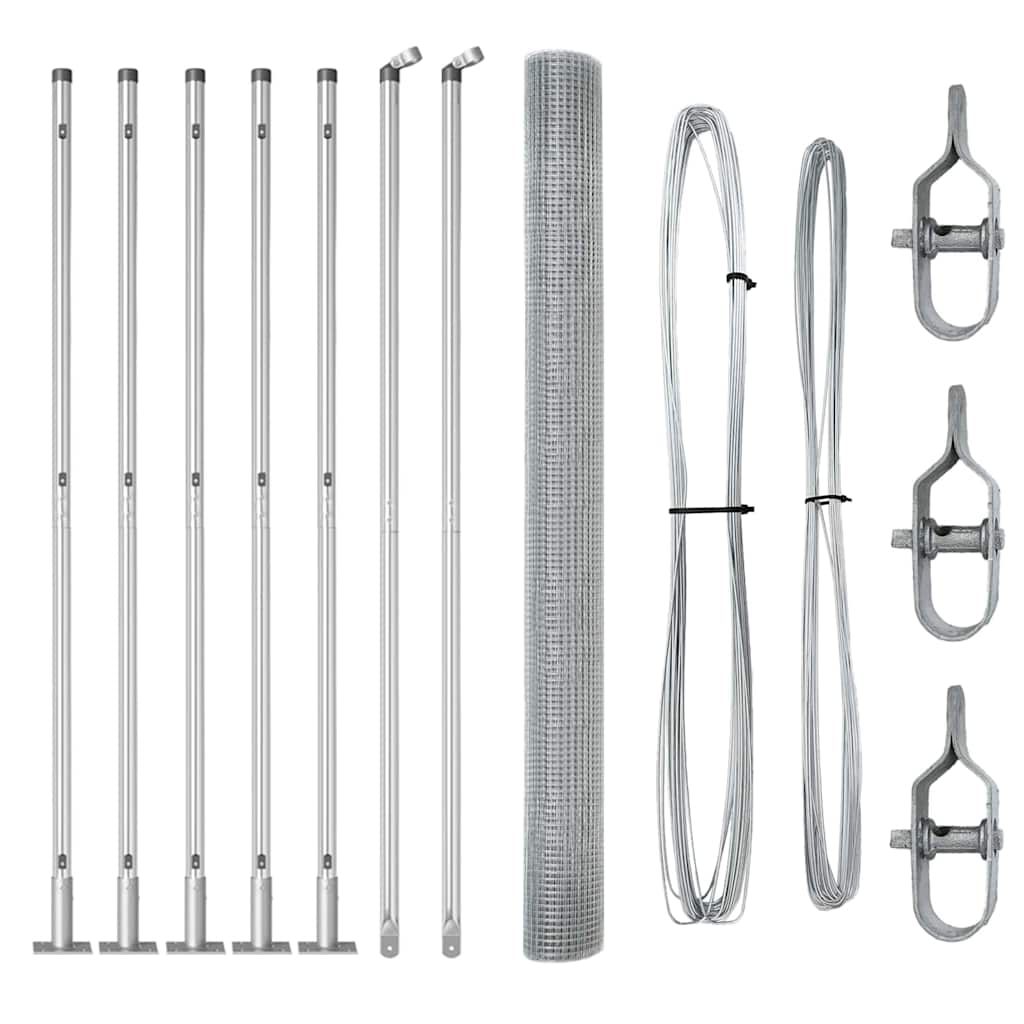Zaun mit Pfosten Silber 1,5 x 10 m Stahl