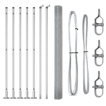 Zaun mit Pfosten Silber 1,5 x 10 m Stahl