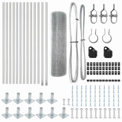 Zaun mit Pfosten Silber 0,4 x 25 m Stahl
