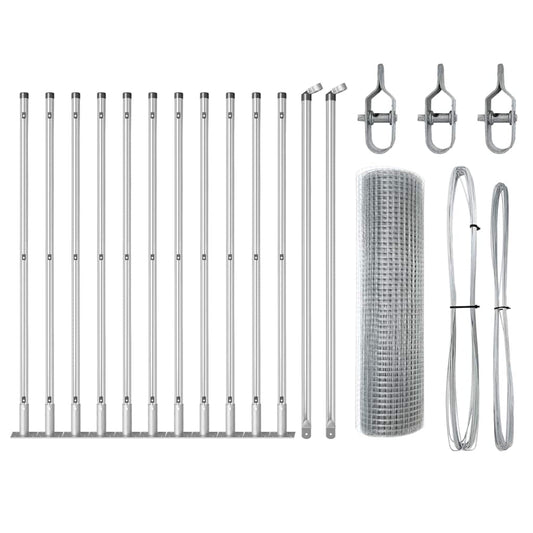 Zaun mit Pfosten Silber 0,4 x 25 m Stahl
