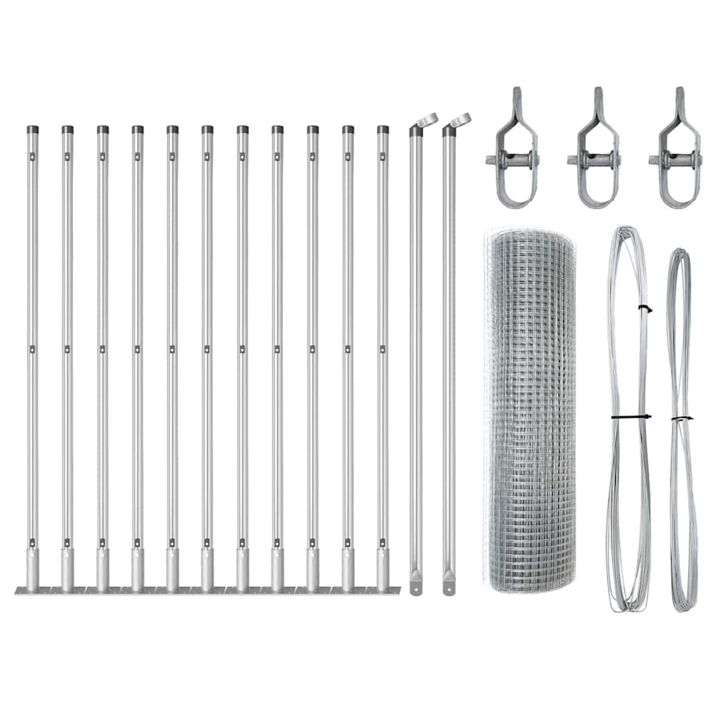 Zaun mit Pfosten Silber 0,5 x 25 m Stahl