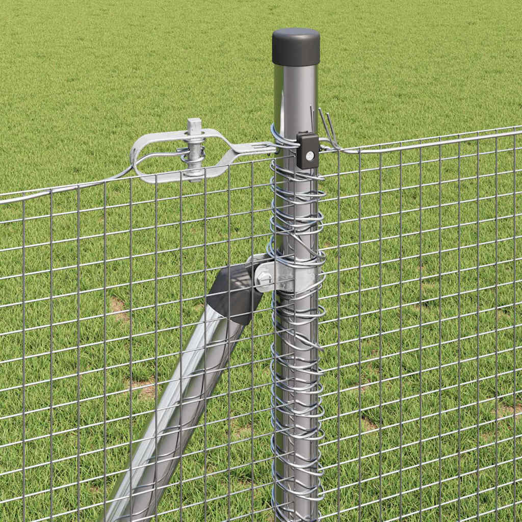 Zaun mit Pfosten Silber 0,8 x 25 m Stahl