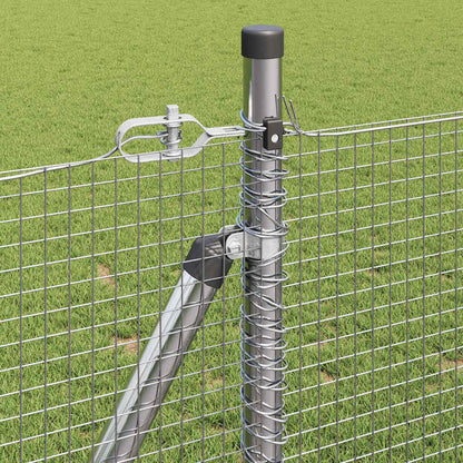 Zaun mit Pfosten Silber 0,8 x 25 m Stahl
