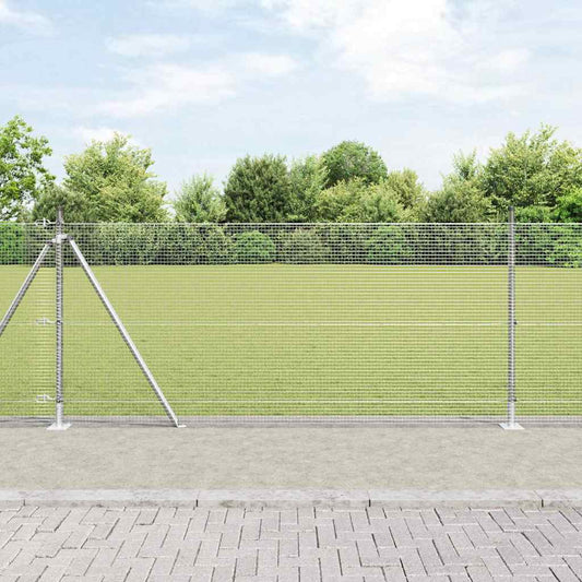 Zaun mit Pfosten Silber 1 x 25 m Stahl