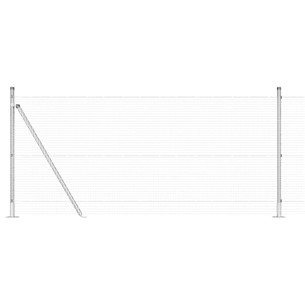 Zaun mit Pfosten Silber 1 x 25 m Stahl